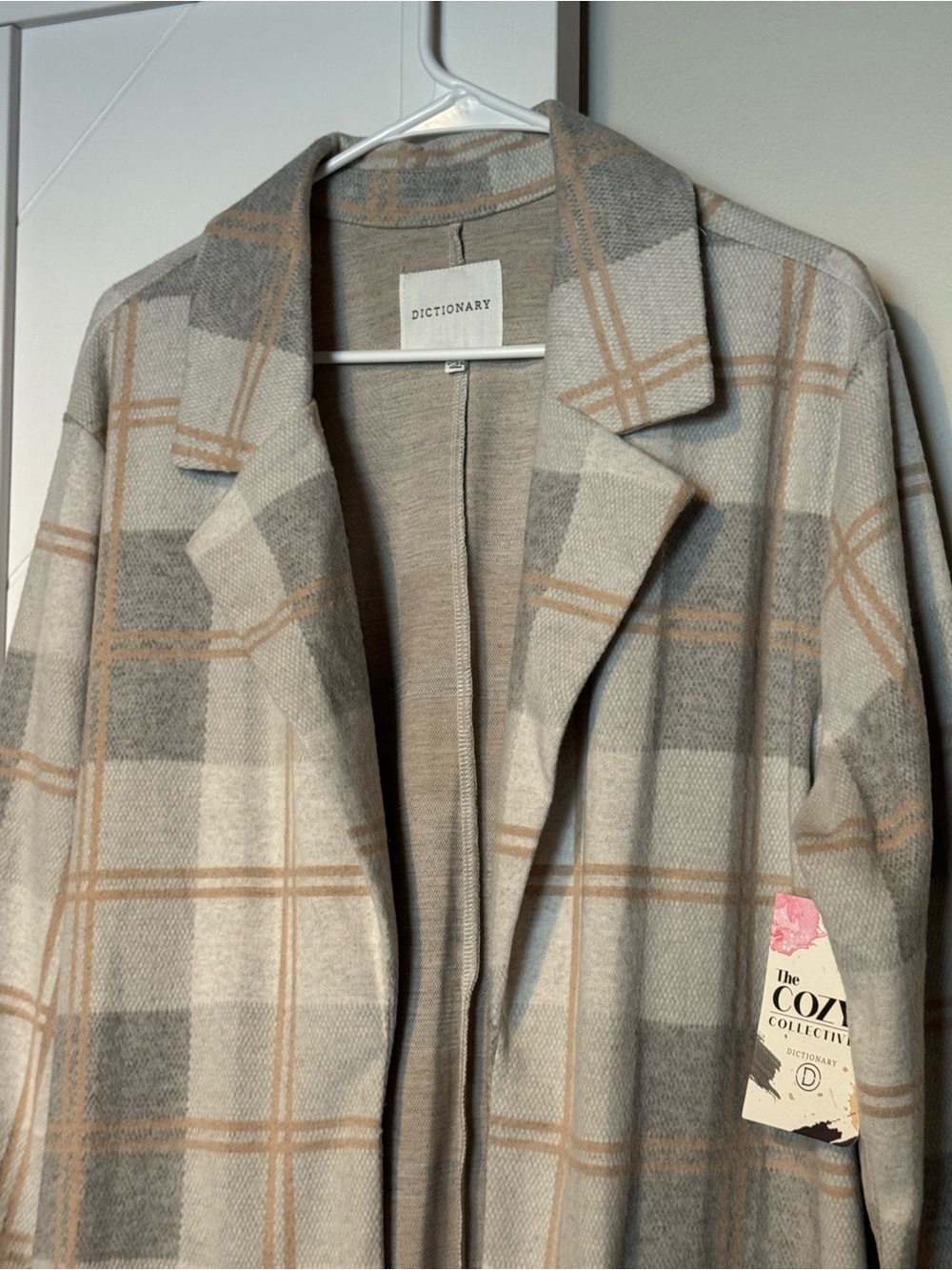Dictionary Cozy Collective Plaid Open Front Cardigan Duster XL NWT - Picture 6 of 7